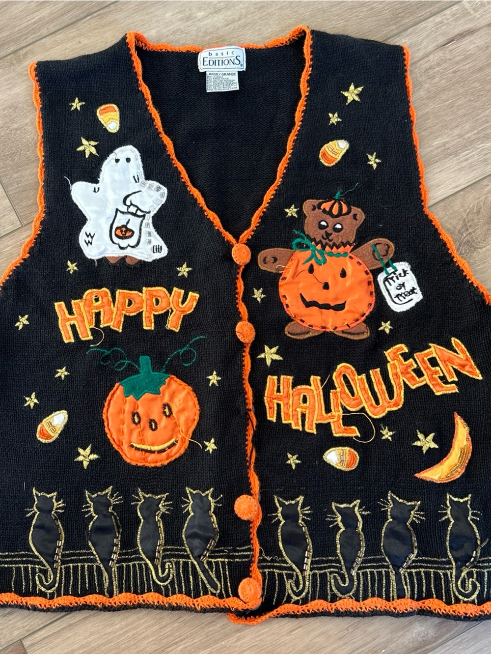 Vintage 90s Basic Editions Halloween Women’s Knit Fall Sweater Vest